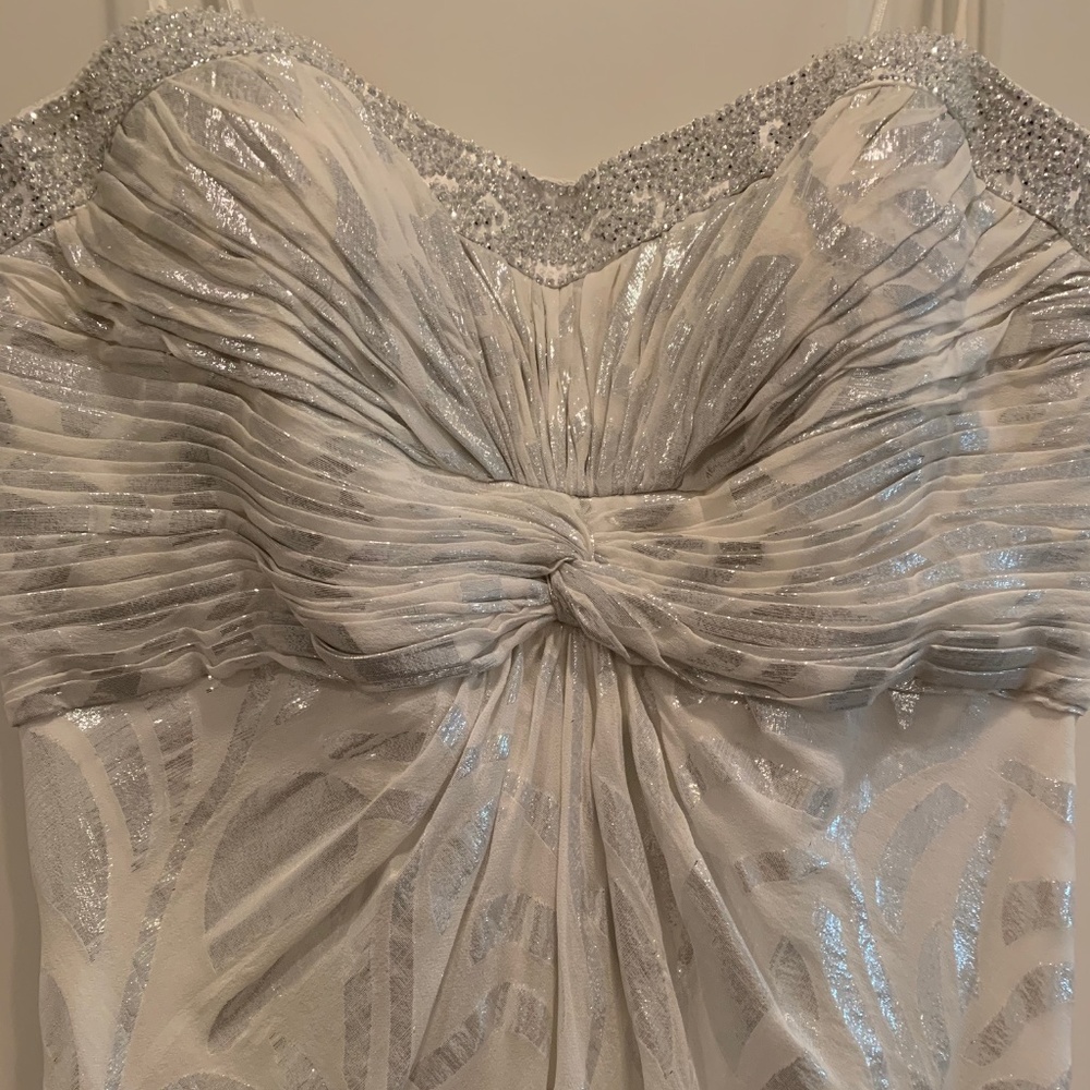 Aidan Mattox Formal Silver & White Dress